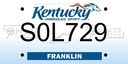 S0L729 Kentucky License Plate