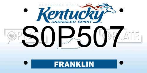 S0P507 Kentucky License Plate