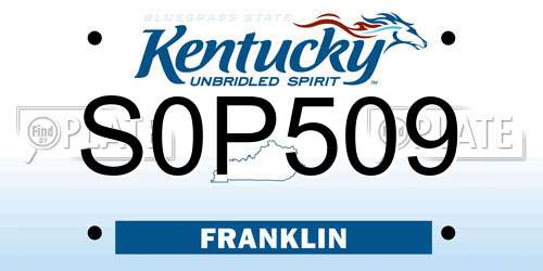 S0P509 Kentucky License Plate