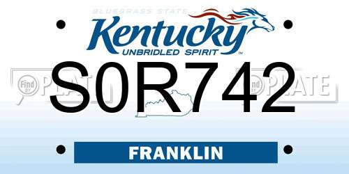 S0R742 Kentucky License Plate