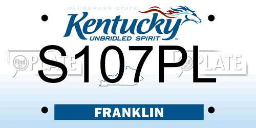 S107PL Kentucky License Plate