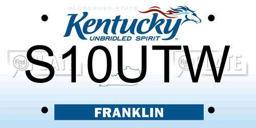 S10UTW Kentucky License Plate