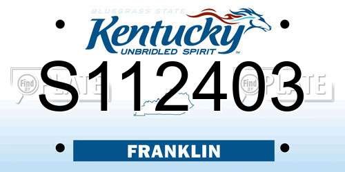 S112403 Kentucky License Plate