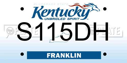 S115DH Kentucky License Plate