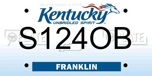 S124OB Kentucky License Plate
