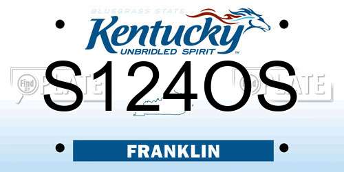 S124OS Kentucky License Plate