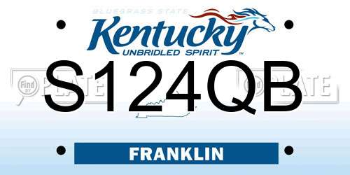 S124QB Kentucky License Plate