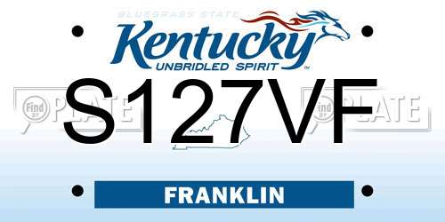 S127VF Kentucky License Plate