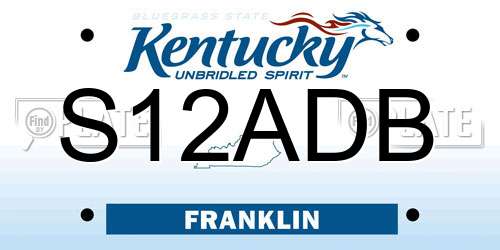 S12ADB Kentucky License Plate