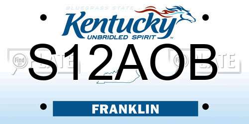 S12AOB Kentucky License Plate