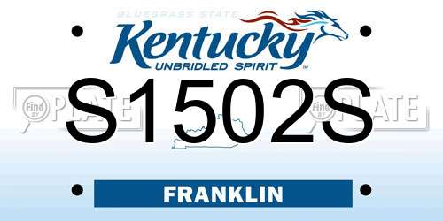 S1502S Kentucky License Plate
