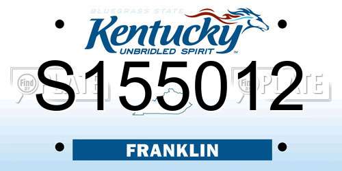 S155012 Kentucky License Plate