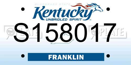 S158017 Kentucky License Plate