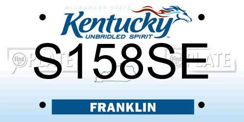 S158SE Kentucky License Plate