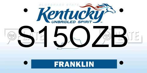 S15OZB Kentucky License Plate