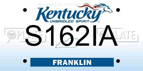 S162IA Kentucky License Plate