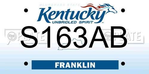 S163AB Kentucky License Plate