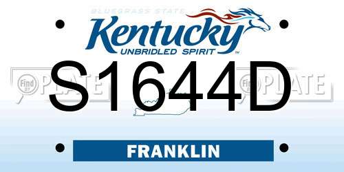 S1644D Kentucky License Plate
