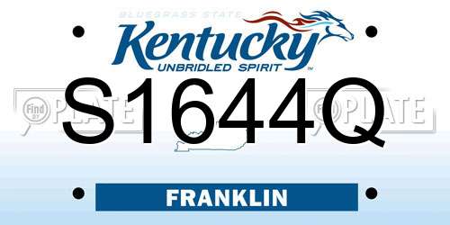 S1644Q Kentucky License Plate