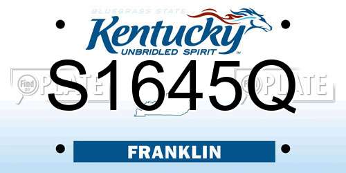 S1645Q Kentucky License Plate