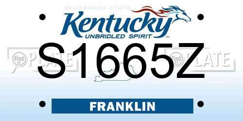 S1665Z Kentucky License Plate