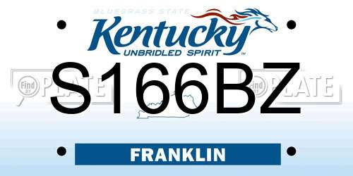 S166BZ Kentucky License Plate