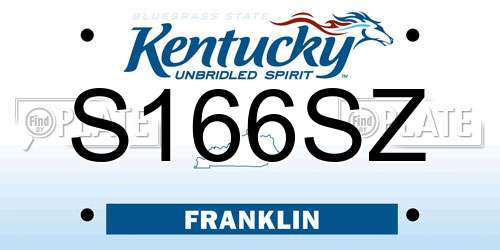 S166SZ Kentucky License Plate