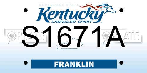 S1671A Kentucky License Plate