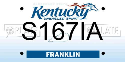 S167IA Kentucky License Plate