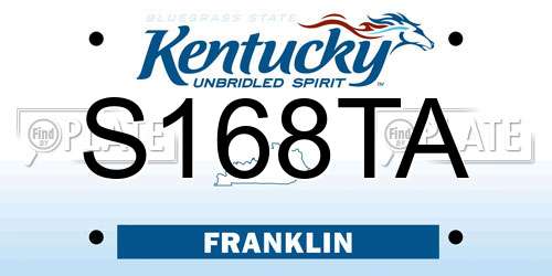 S168TA Kentucky License Plate