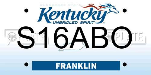 S16ABO Kentucky License Plate