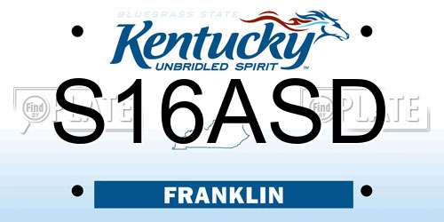 S16ASD Kentucky License Plate