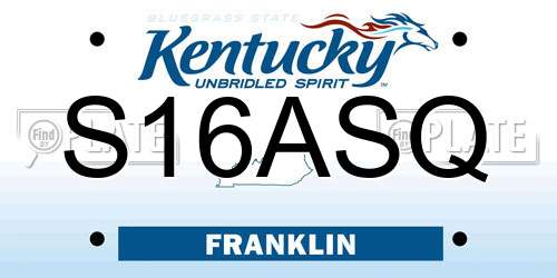 S16ASQ Kentucky License Plate