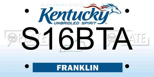S16BTA Kentucky License Plate