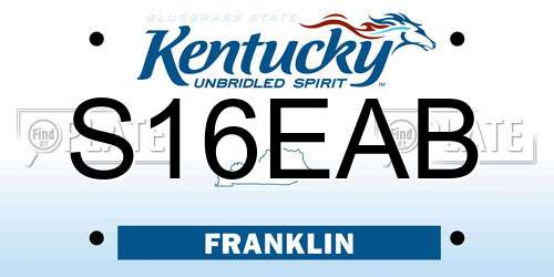 S16EAB Kentucky License Plate