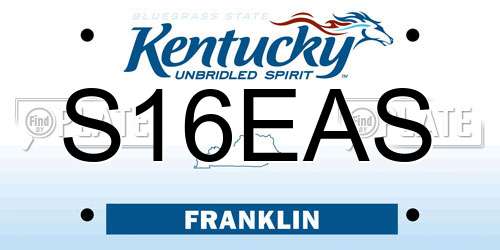 S16EAS Kentucky License Plate