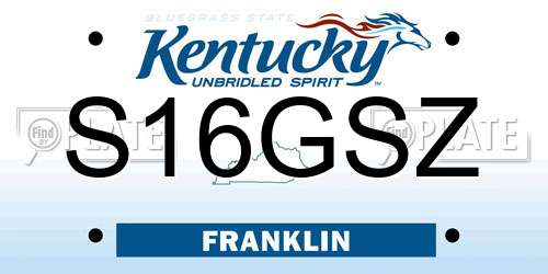 S16GSZ Kentucky License Plate