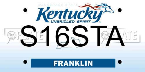 S16STA Kentucky License Plate