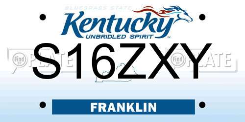 S16ZXY Kentucky License Plate