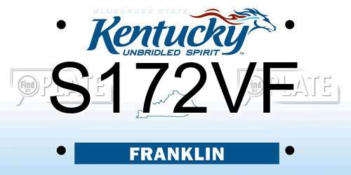 S172VF Kentucky License Plate
