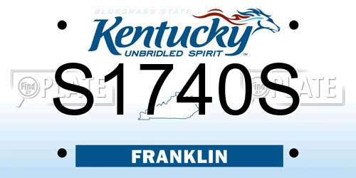 S1740S Kentucky License Plate