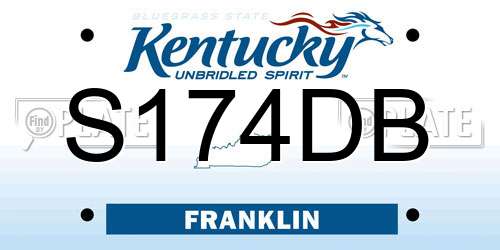 S174DB Kentucky License Plate