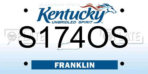 S174OS Kentucky License Plate