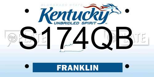 S174QB Kentucky License Plate