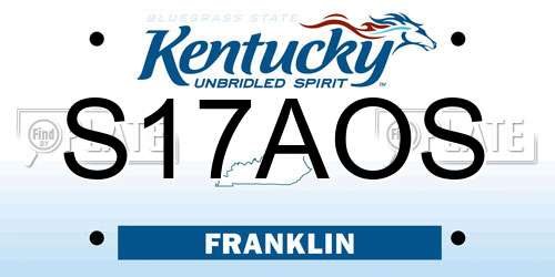 S17AOS Kentucky License Plate