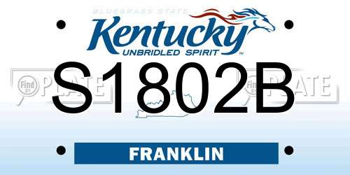 S1802B Kentucky License Plate