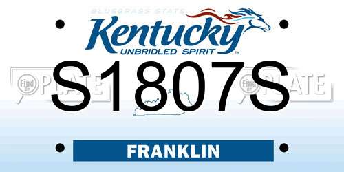 S1807S Kentucky License Plate