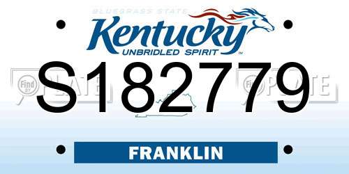 S182779 Kentucky License Plate