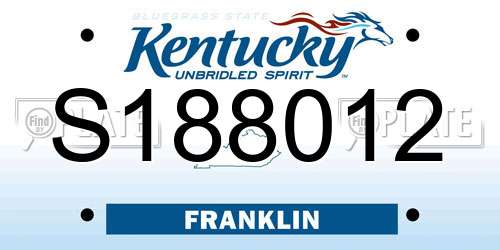 S188012 Kentucky License Plate