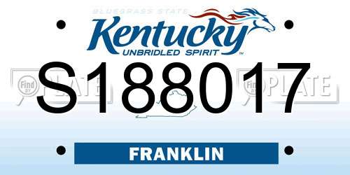 S188017 Kentucky License Plate